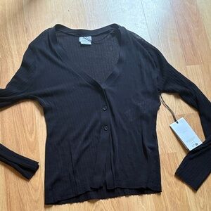 RVCA women’s cardigan button up black sheer mesh medium